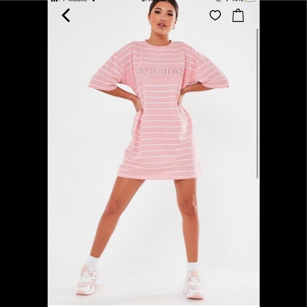 Pink stripe 90’s slogan Oversized T-shirt dress